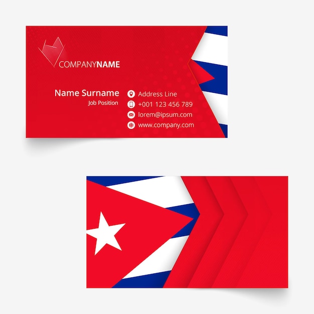 Wizytówka Z Flagą Kuby, Standardowy Rozmiar (90x50 Mm) Szablon Wizytówki Ze Spadem Pod Maską Przycinającą.