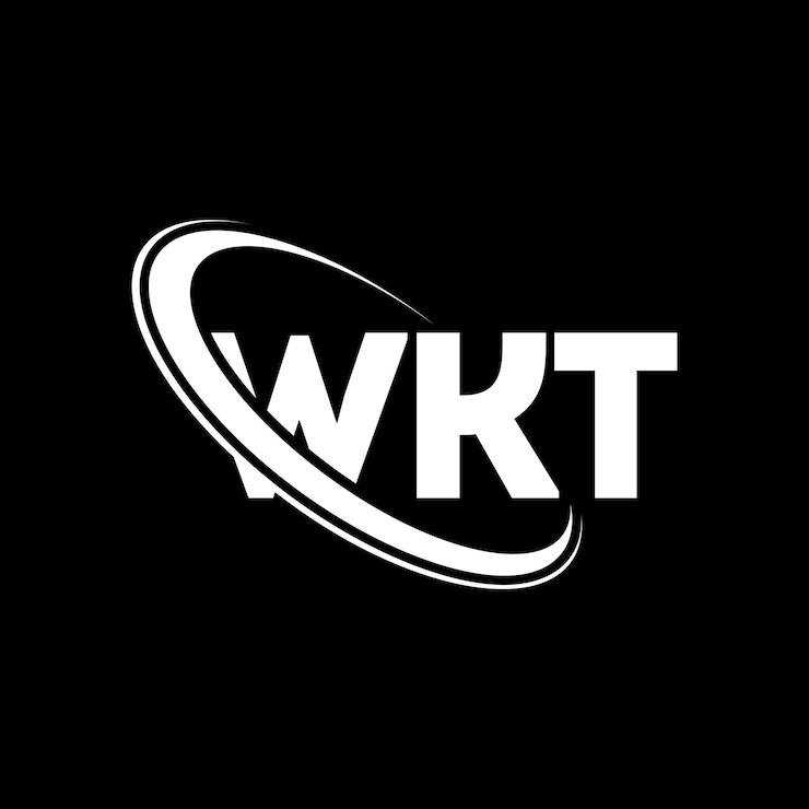 Wektor wkt logo wkt litera wkt logo inicjały wkt logo powiązane z okręgiem i dużymi literami monogram logo wkt typografia dla biznesu technologicznego i marki nieruchomości