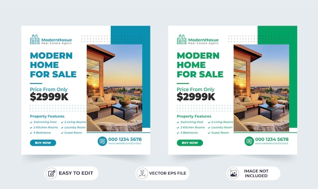 Plik wektorowy własność domu nieruchomości instagram post lub kwadratowy szablon reklamowy banera internetowego