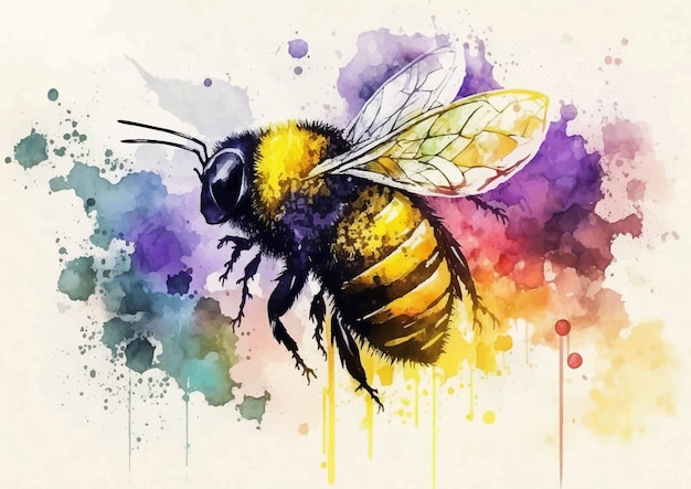 Plik wektorowy wleć do świata pszczół z tymi zapierającymi dech w piersiach akwarelowymi wzorami wektorowymi