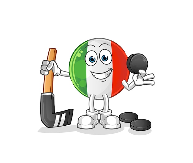 Włochy Flaga Gra W Hokeja Wektor. Postać Z Kreskówki