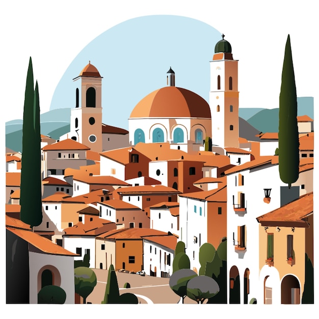 Włoskie Miasto Toskanii Ultra Wysokie Tails Ilustracja Wektorowa