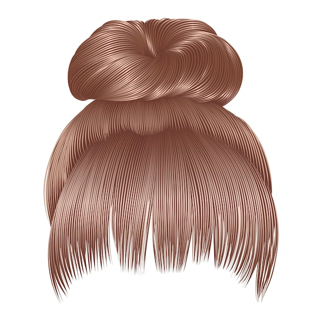 Włosy kok z frędzlami w blond kolorach. moda uroda kobiety.