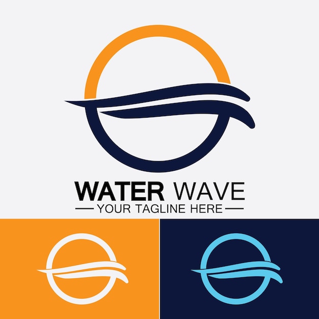 Woda Fala Ikona Wektor Ilustracja Projekt Logo