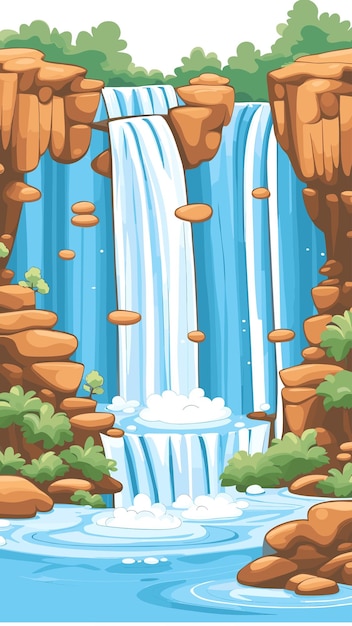 Plik wektorowy wodospad krajobraz przyroda rysunek kreskówka dzieło sztuki wektor