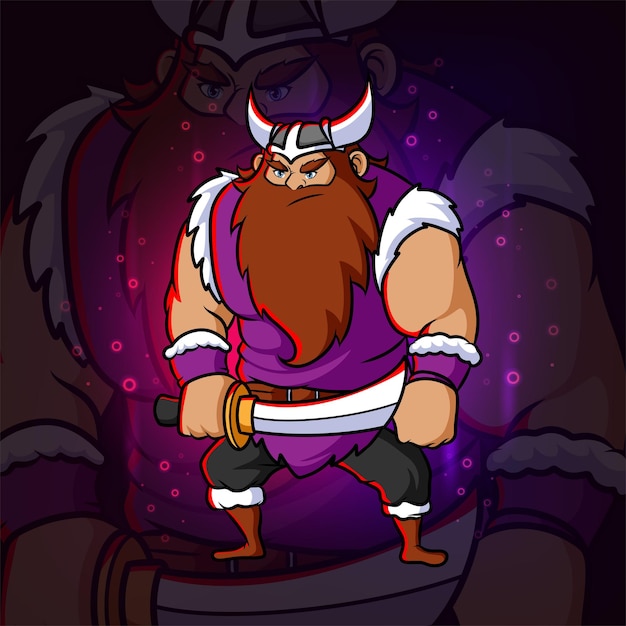 Wojownik Projektu Maskotki Viking Esport Z Ilustracji