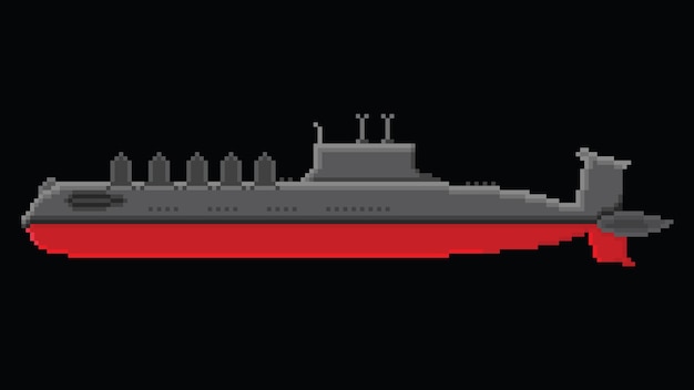 Plik wektorowy wojskowa łódź podwodna zaprojektowana w 8-bitowych pikselach ilustracja sztuki łodzi podwodnej w pikselach