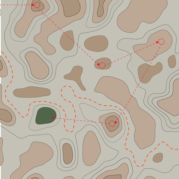 Wojskowa Mapa Topograficzna Geograficzne Podstawy Rzeźby Mapa Konturowa Teren Działań Wojennych Krajobraz Obszaru Ilustracja Wektorowa