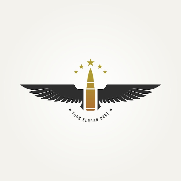 Wojskowa Odznaka Z Logo Z Kulą I Skrzydłami Szablon Wektor Ilustracja Projektu