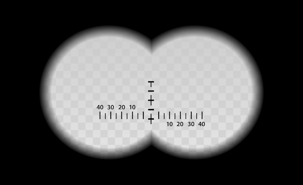 Plik wektorowy wojskowa skala lornetkowa widok przez celownik optyczny luneta celownicza z krzyżem pomiarowym