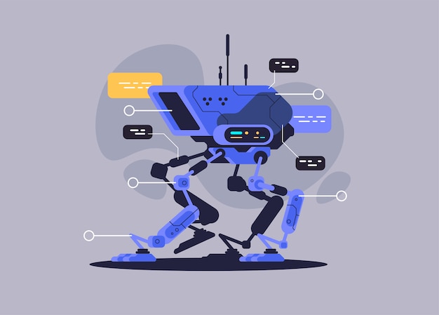 Wojskowy pies robota. Nowoczesna technologia przyszłości. Ilustracji wektorowych