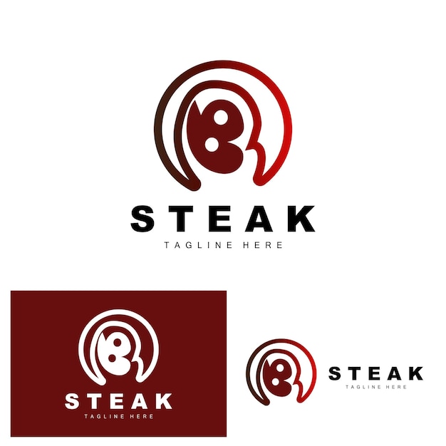 Wołowina Logo Mięso Stek Wektor Grill Kuchnia Projekt Stek Restauracja Szablon Ikona Marki