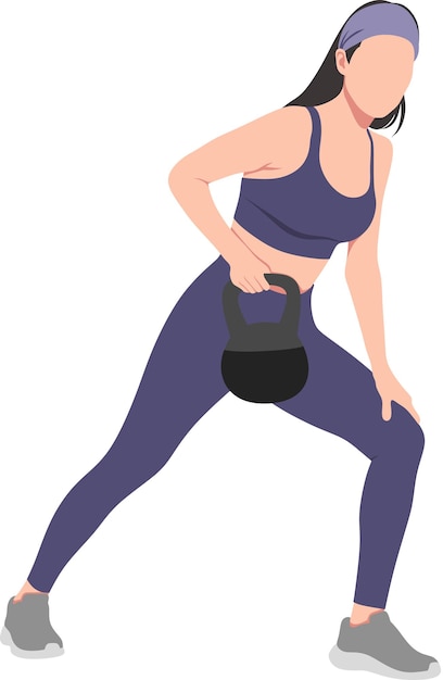 Woman exercising with kettlebell in the gym
