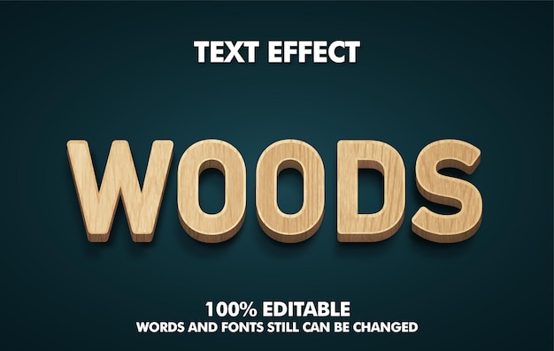 Woods 3d Efekt Tekstowy Edytowalny Realistyczny Styl Tekstu W Drewnie