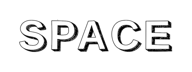 Plik wektorowy word space handdrawn napis kreskówka wektor clipart typografii przestrzeni słowa
