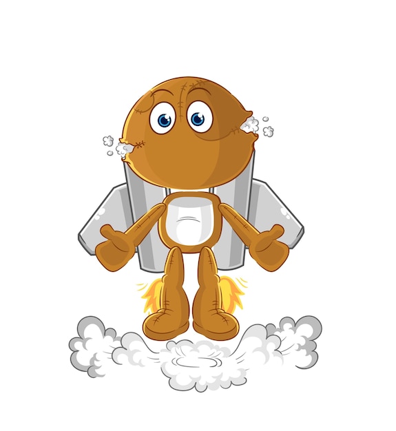 Worek lalka z wektorem kreskówki maskotka jetpack