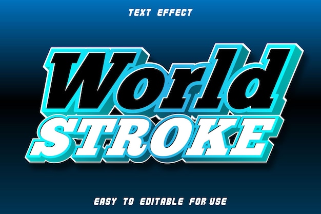 World Stroke Edytowalny Efekt Tekstowy Wytłoczony Nowoczesny Styl