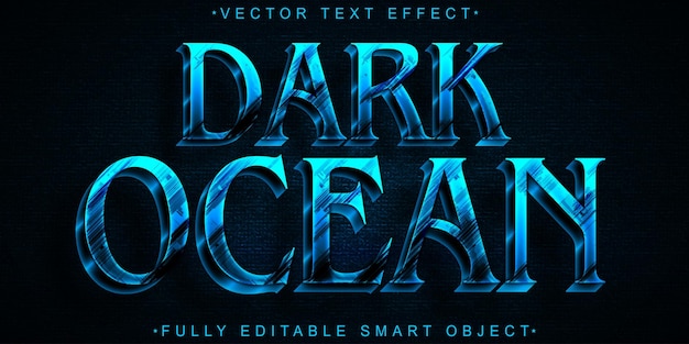 Worn Dark Ocean Dangerous Vector W pełni edytowalny Smart Object Text Effect