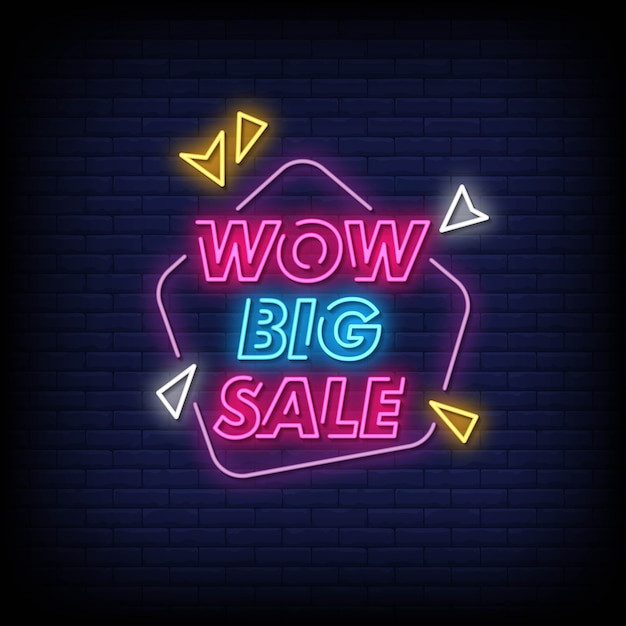 Wow Big Sale Neon Signs Style Text