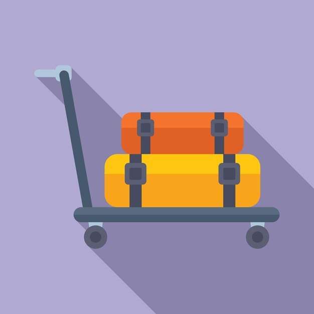 Plik wektorowy wóz bagażowy z torbami podróżnymi ikona wektor płaski bezpieczeństwo dostawy