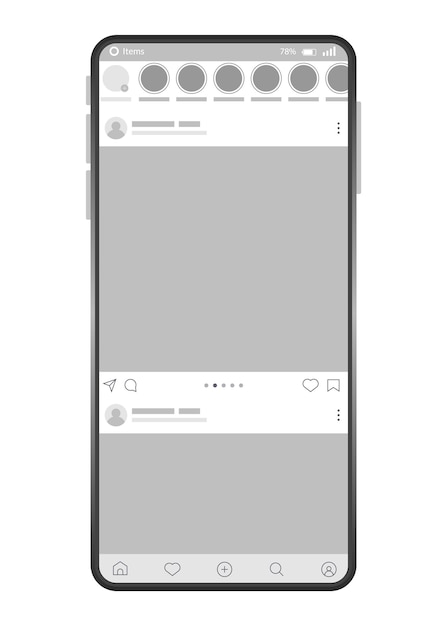 Wpis interfejsu smartfona Makieta z postem interfejsu karuzeli w sieci społecznościowej Szablon strony aplikacji mobilnej w mediach społecznościowych Projekt profilu taśmy