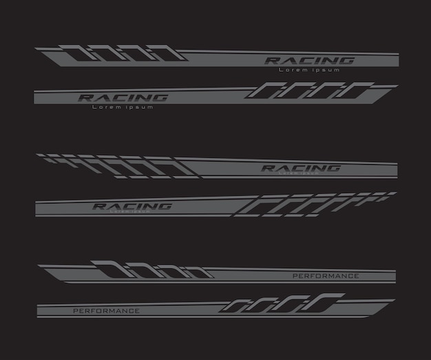 Plik wektorowy wrap design for car wektory sportowe paski naklejki samochodowe kolor czarny racing kalkomanie do tuningu v2_20230427