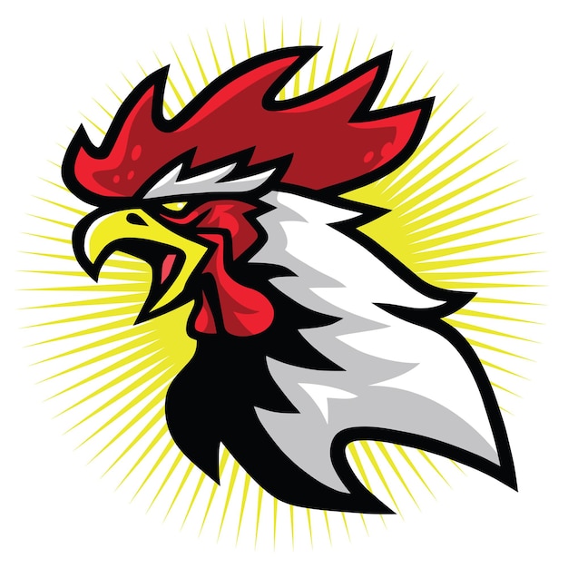 Wściekły Fierce Rooster Fighting Sports Logo Maskotka Premium Design Vector