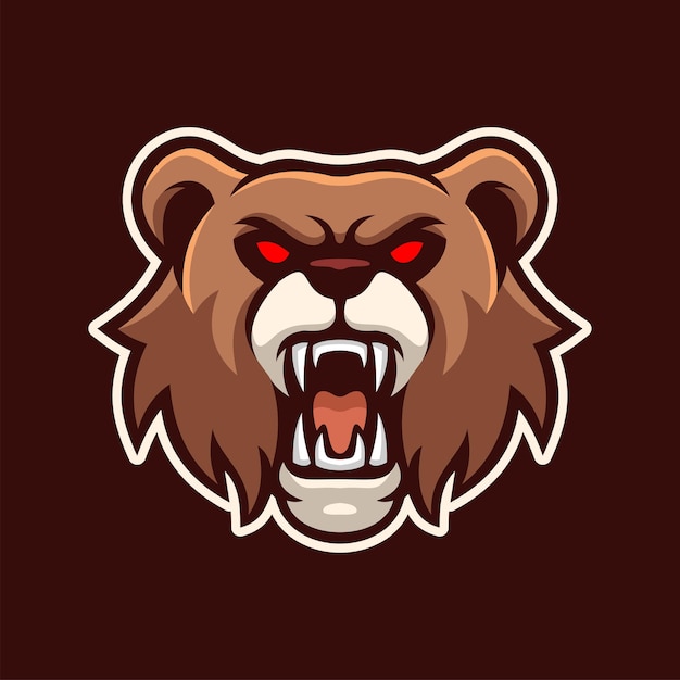 Wściekły niedźwiedź grizzly maskotka e-sportowa postać logo