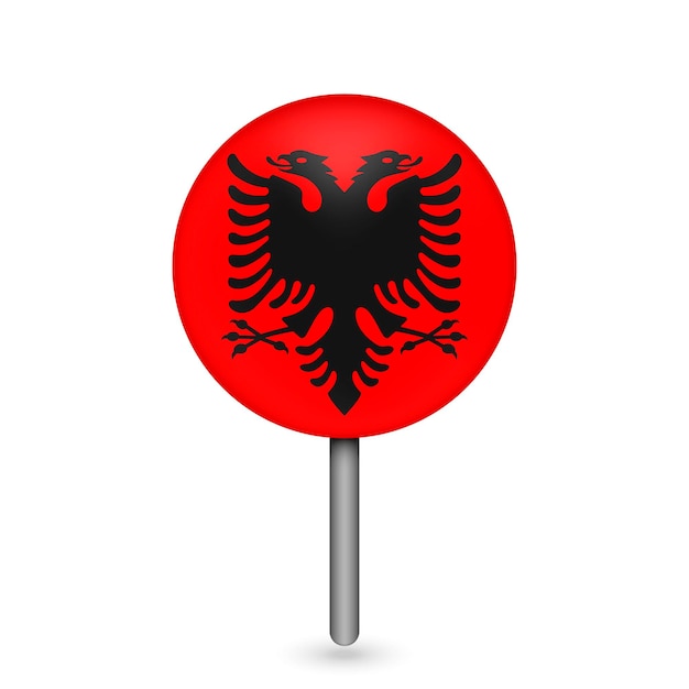 Wskaźnik mapy z flagą Albanii Ilustracja wektorowa
