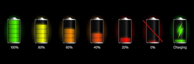 Wskaźnik Naładowania Baterii Z Kolorowym Blaskiem.