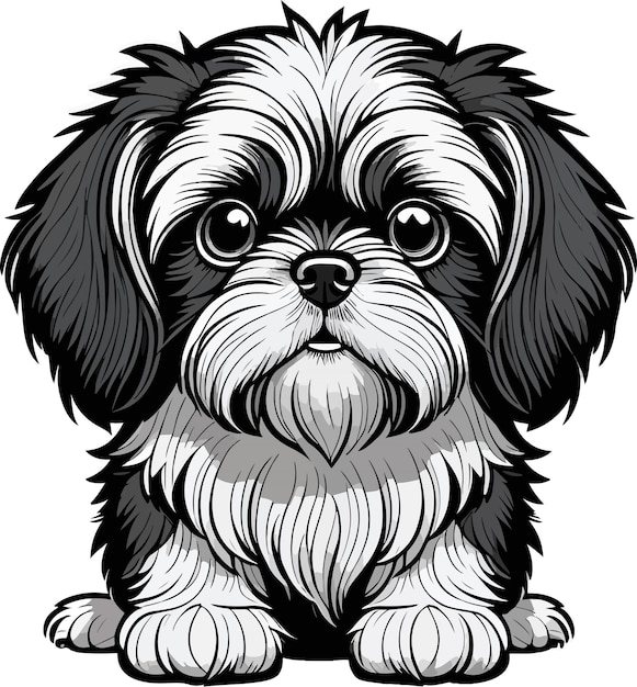 Plik wektorowy wspaniała i urocza sztuka szczeniaka shih tzu