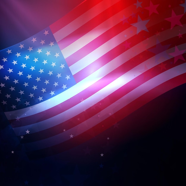Wspaniała ilustracja z falistą flagą USA, narodowym symbolem Ameryki