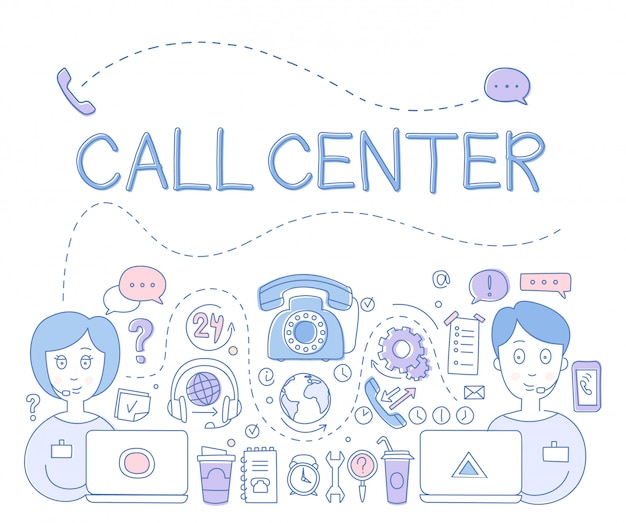 Wsparcie Call Center. Ilustracja