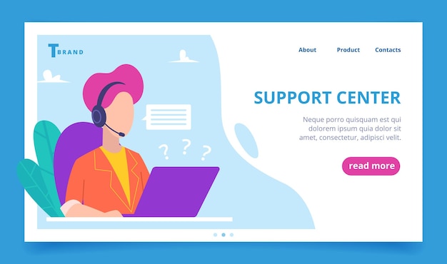 Wsparcie lądowania serwisowego. Strona internetowa firmy osoba mówiąca telefon cyfrowy klienci wektor szablon. Wsparcie techniczne online, pomoc klientowi, pomoc internetowa ilustracja połączenia