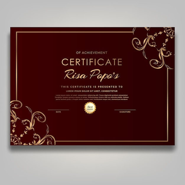 Współczesna Grafika Liniowa Z Połowy Wieku Złoty Kwiat Certyfikat Luksusu