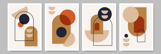 Współczesny neutralny kolor Bauhaus art print set Boho poster minimalistyczny design art boho