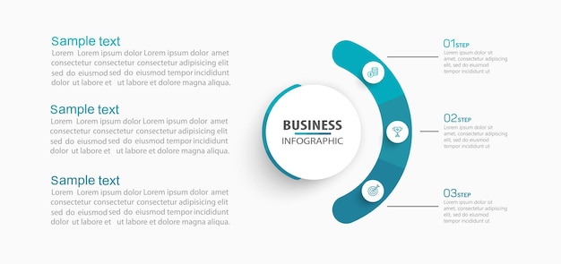 Plik wektorowy współczesny szablon infografiki biznesowej z trzema opcjami lub krokami