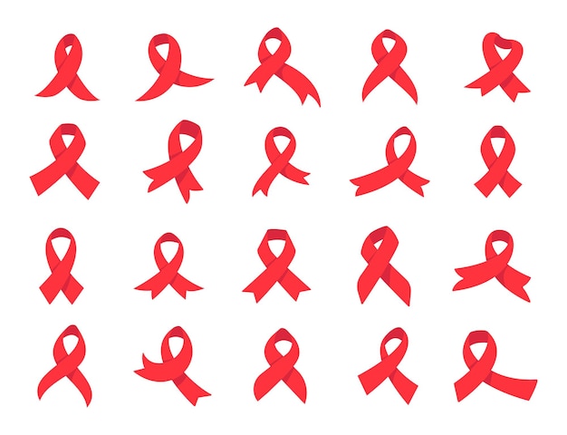 Wstążka Z Czerwonym Krzyżem Kampania Uświadamiająca Na Temat światowego Dnia Aids Znak Zapobiegania Chorobom Zakaźnym