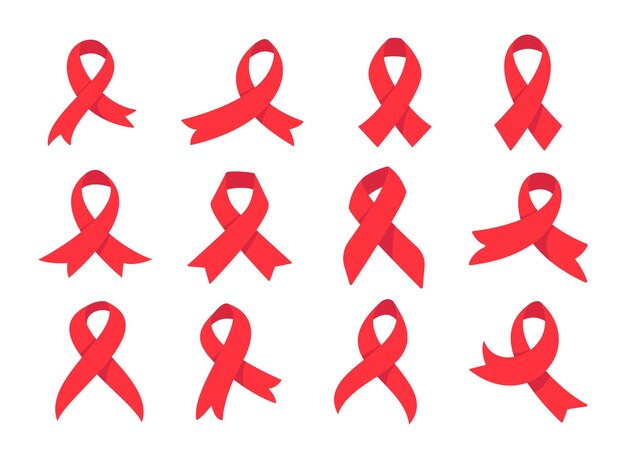 Wstążka Z Czerwonym Krzyżem Kampania Uświadamiająca Na Temat światowego Dnia Aids Znak Zapobiegania Chorobom Zakaźnym