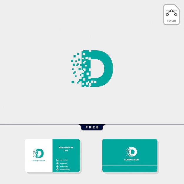 Plik wektorowy wstępny szablon logo d, szablon projektu wizytówki obejmują