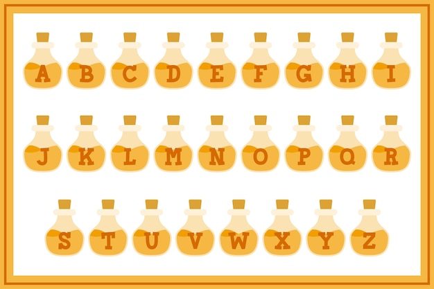 Wszechstronna Kolekcja Liter Alfabetu Pomarańczowej Mikstury Do Różnych Zastosowań