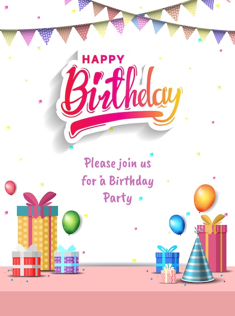 Wszystkiego najlepszego wektor wzór z elementem typografii party do świętowania