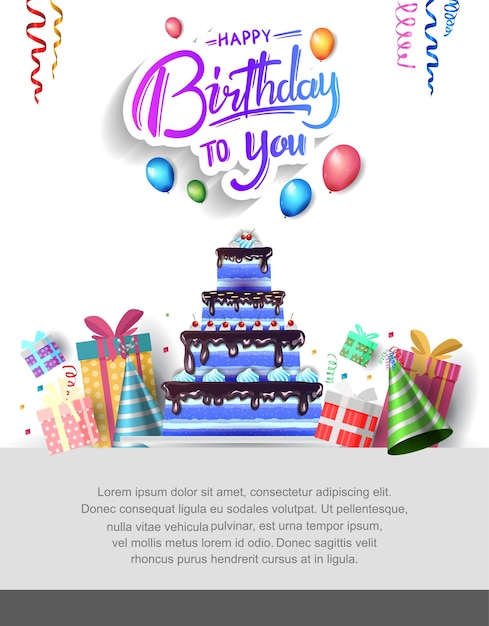 Wszystkiego najlepszego wektor wzór z elementem typografii party do świętowania