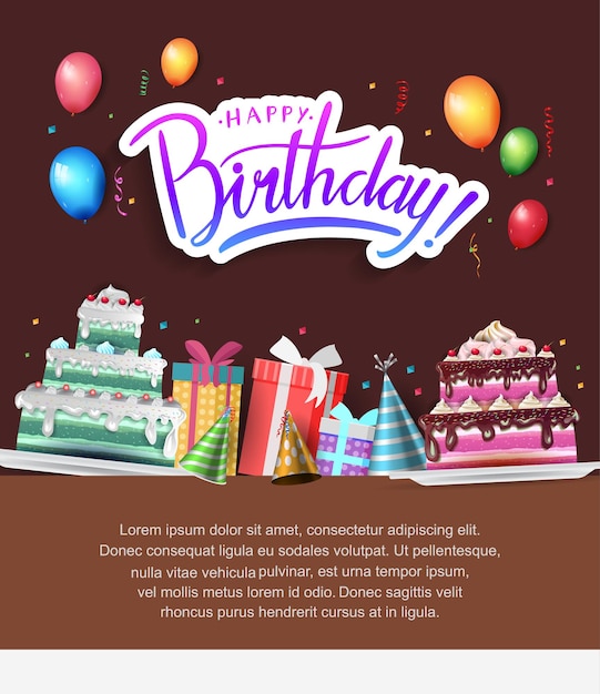 Wszystkiego najlepszego wektor wzór z elementem typografii party do świętowania