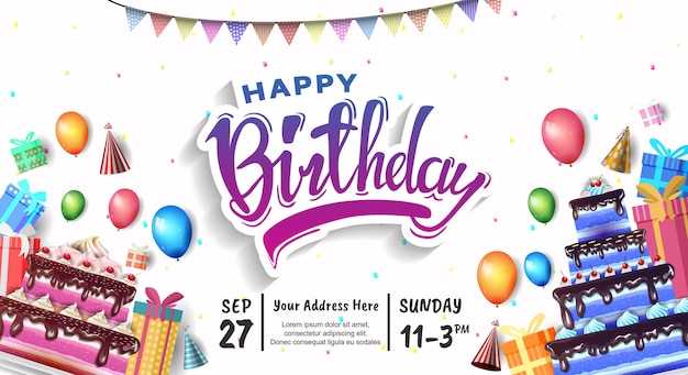 Wszystkiego najlepszego wektor wzór z elementem typografii party do świętowania