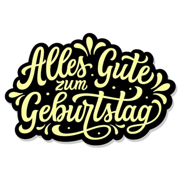 Plik wektorowy wszystkiego najlepszego z okazji urodzin w niemieckim napisem ręcznym