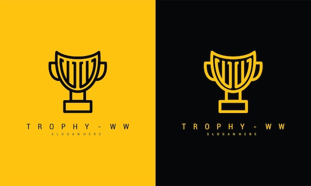 Ww Letter Trofeum Znakowanie Logo Zwycięstwa Wektor Ikona Ilustracja Premium Wektorów