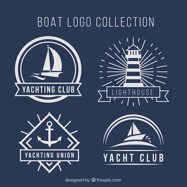 Wybór Czterech Logo łodzi W Płaskim Stylu