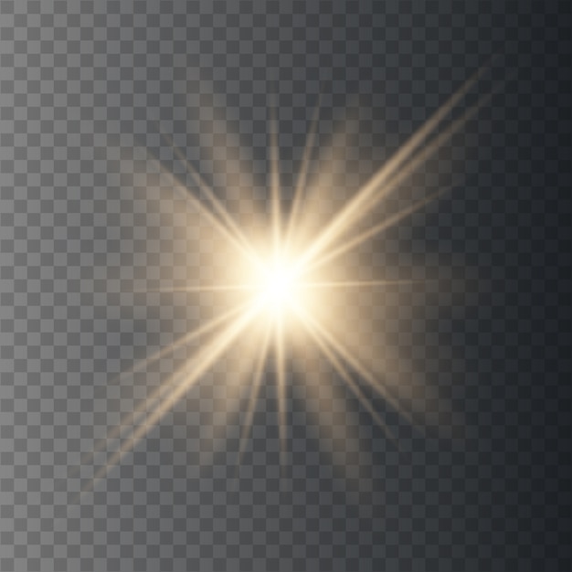 Plik wektorowy wybucha gwiazda, jasne błyskające złote światło