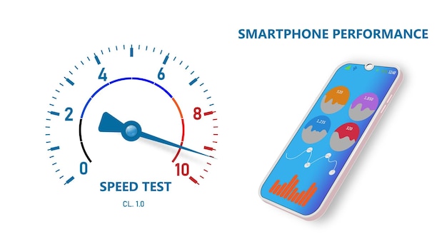 Wydajność Smartfona Ze Wskaźnikiem Strzałkowym Projekt Ui I Ux Z Analizą Panel Telefonu Komórkowego